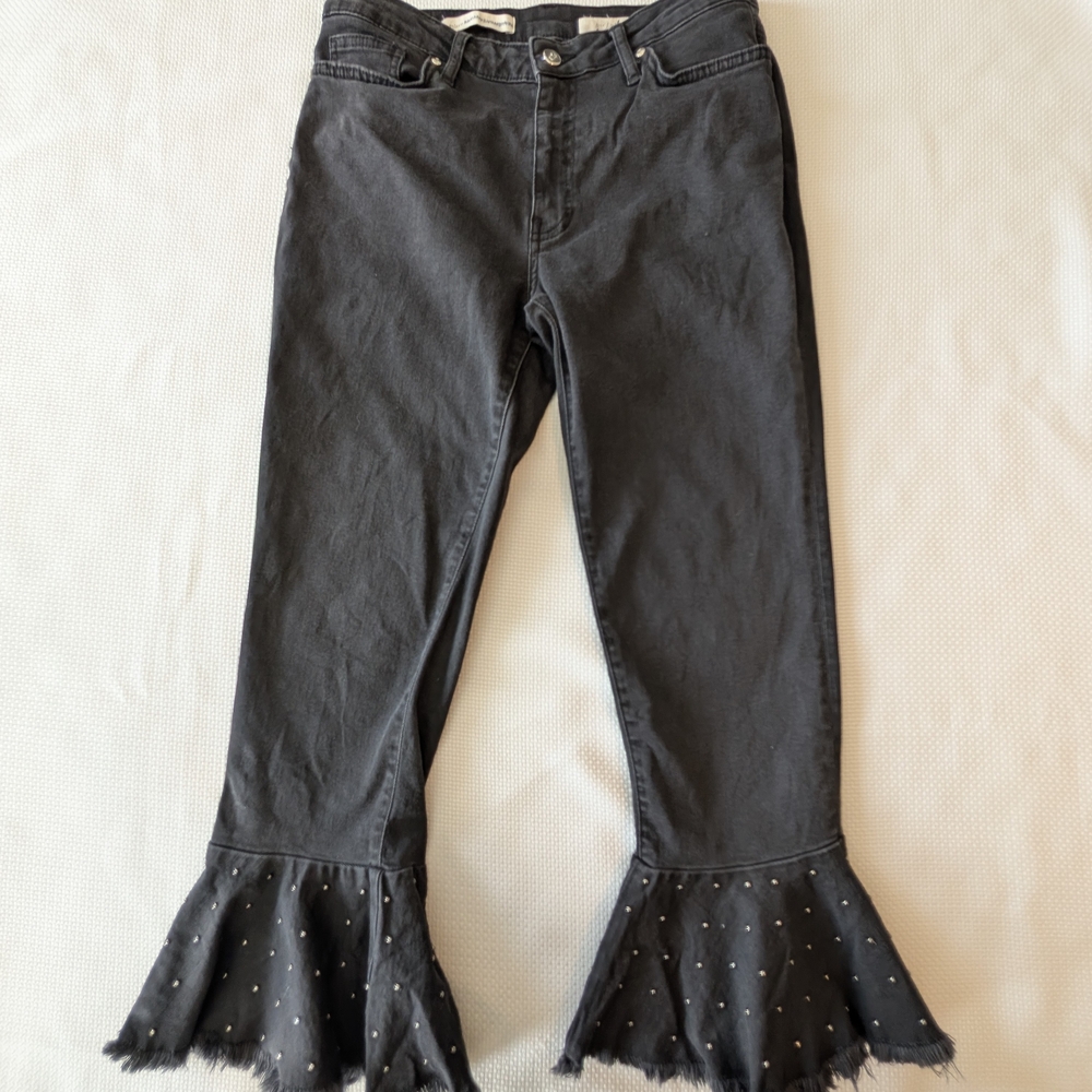 Pilcro and the Letterpress Black Flare Wide Leg Jeans